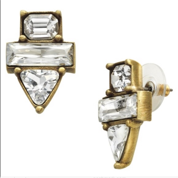 Silpada Brushed Brass and Crystal earrings. - Picture 1 of 3